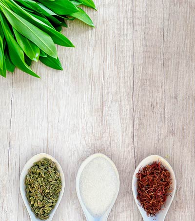 spices on wooden board